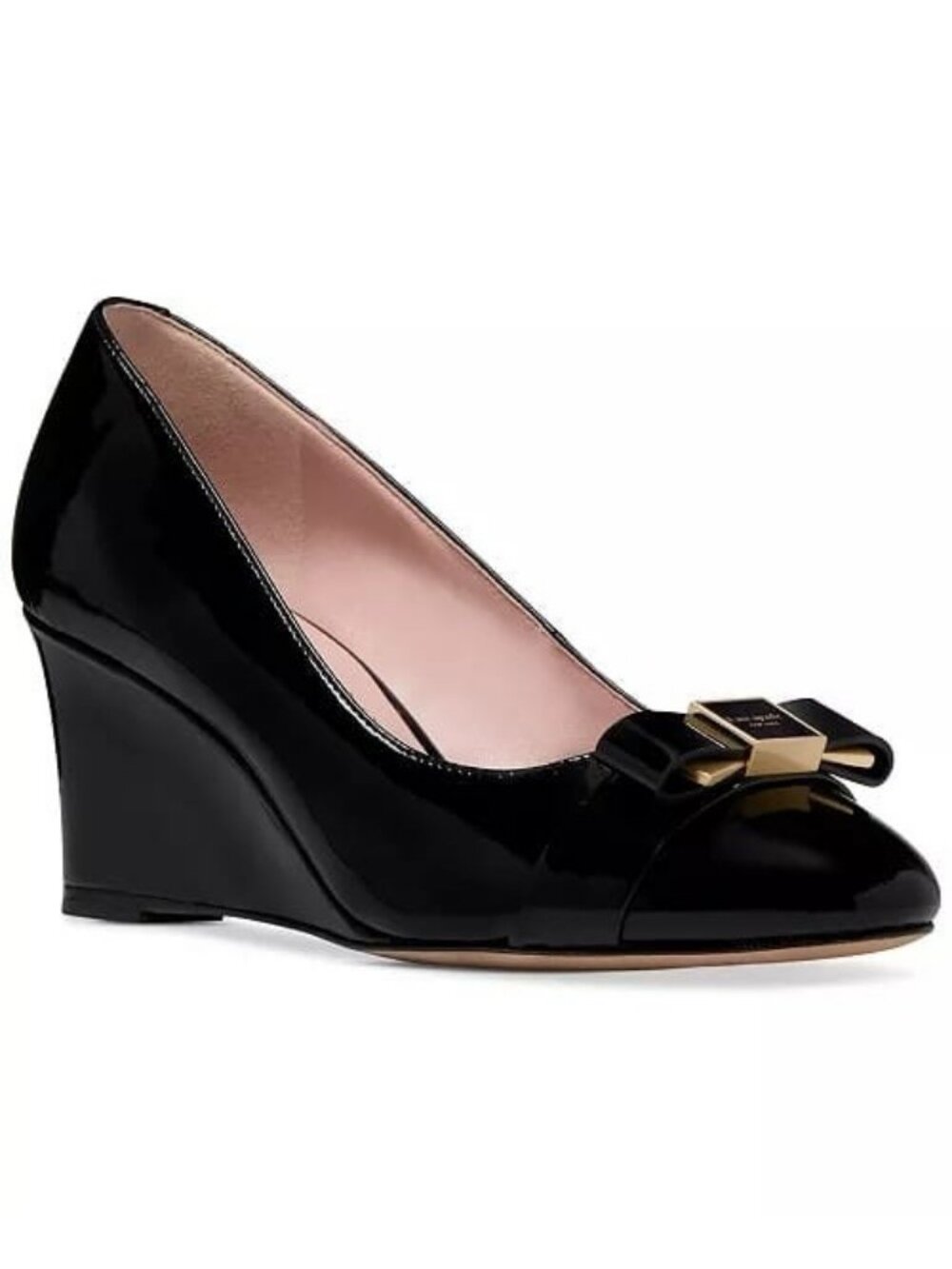 Kate Spade New York Bowdie Wedges Heels Women's Size 9 Black Patent Leather